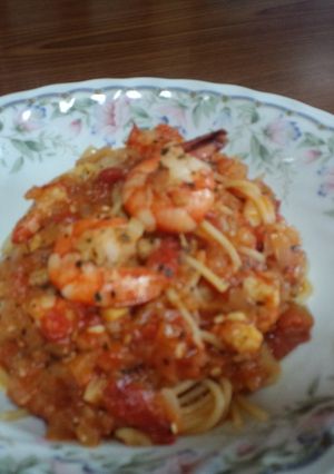 ポンちゃん☆えびのトマトソースパスタ☆-レシピのメイン写真