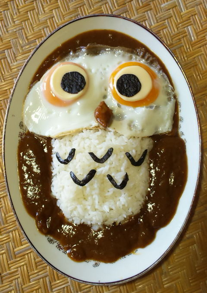 目玉焼きでふくろうさんのデコカレー☆-レシピのメイン写真