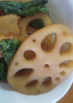 煮物汁があまったら!蓮根と小松菜の煮物-レシピのメイン写真