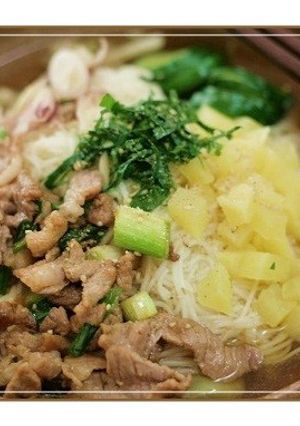 ♡豚小間＆たくあん薬味たっぷりそうめん♡-レシピのメイン写真