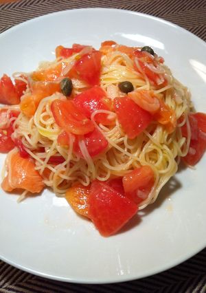サーモンとトマトの冷製パスタ-レシピのメイン写真