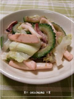 ゴーヤといかの味噌オイスター炒め-レシピのメイン写真
