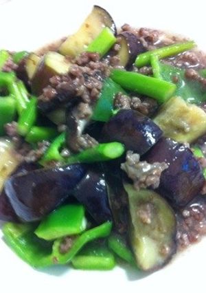 茄子とアスパラの中華風牛肉そぼろあんかけ-レシピのメイン写真