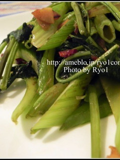 空心菜とセロリの青菜炒め-レシピのメイン写真