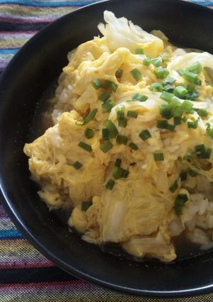 一人ごはんに。キャベツだけ～☆卵とじ丼-レシピのメイン写真