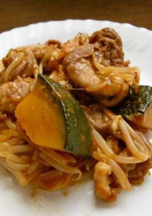 弁当に！豚肉レンジかぼちゃモヤシの炒め物-レシピのメイン写真