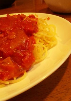 きのこと玉ねぎのトマトクリームスパゲティ-レシピのメイン写真