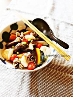 夏野菜と牛肉の白玉が堪らない♡すき煮風-レシピのメイン写真
