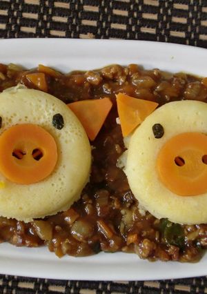 仲良しブタさん☆デコカレー-レシピのメイン写真