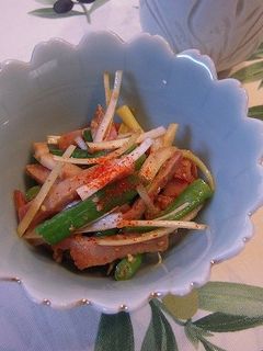 夏の簡単副菜=ササゲと焼き豚の和え物-レシピのメイン写真