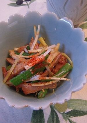 夏の簡単副菜＝ササゲと焼き豚の和え物-レシピのメイン写真
