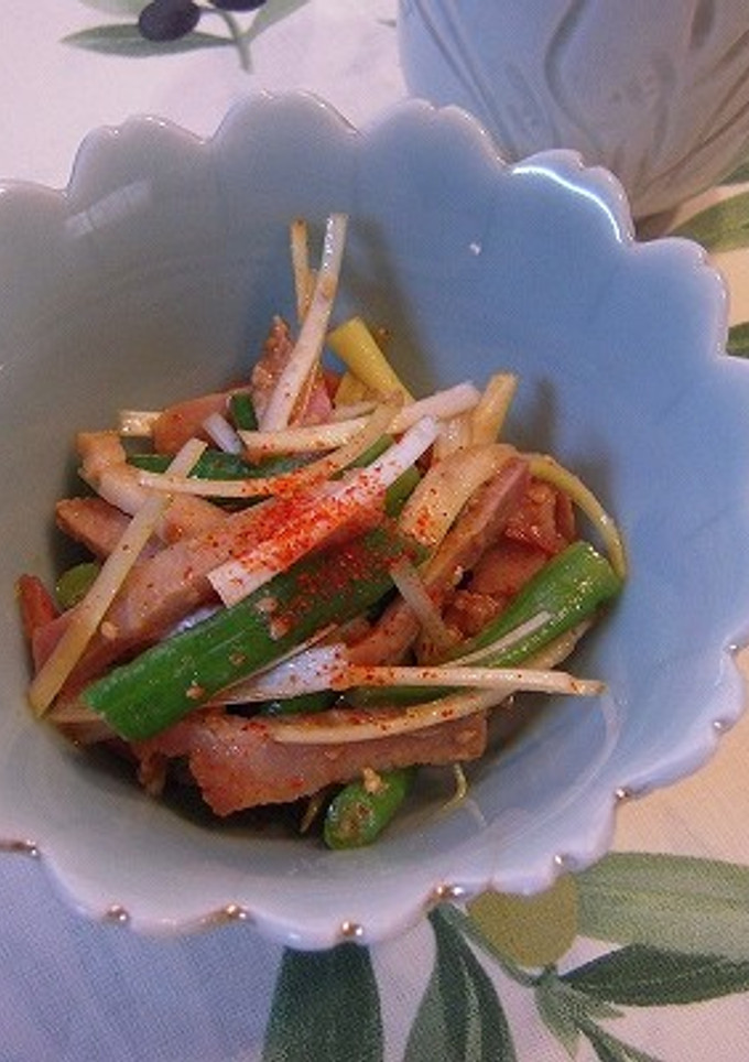 夏の簡単副菜＝ササゲと焼き豚の和え物-レシピのメイン写真