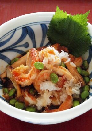 こだわり!魚介とキノコの韓国風おろしあえ-レシピのメイン写真