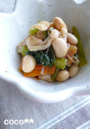 小松菜とえのきと大豆の煮びたし-レシピのメイン写真