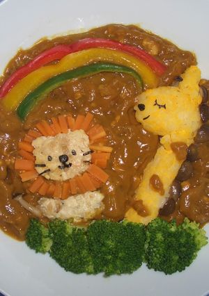 虹とキリンとライオン☆デコカレー-レシピのメイン写真