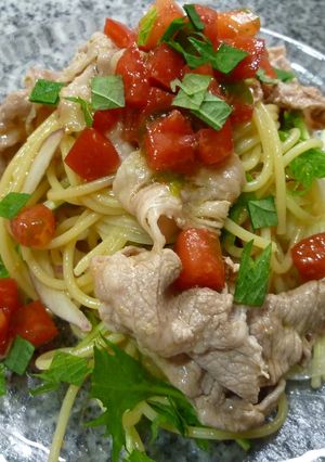 爽やか☆ゆず胡椒風味の冷しゃぶパスタ-レシピのメイン写真