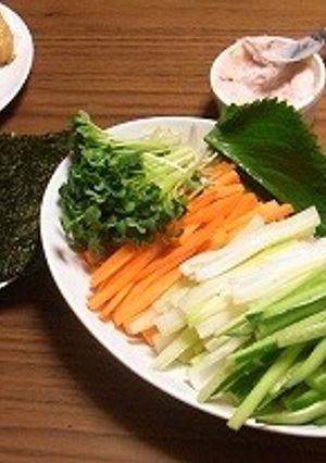 野菜スティックの梅マヨ海苔巻き-レシピのメイン写真