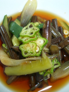 塩漬けわらびと夏野菜のめんつゆ浸し-レシピのメイン写真