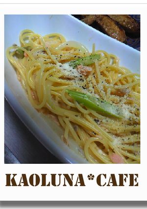 鮭のさっぱりカルボナーラ風クリームパスタ-レシピのメイン写真