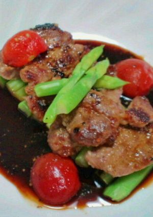 ラム肉とアスパラのバルサミコソースがけ-レシピのメイン写真