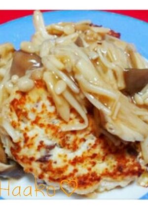 砂肝入り豆腐ハンバーグのきのこあんかけ-レシピのメイン写真