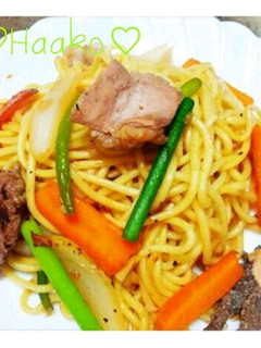 絶品!!旨塩ホルモン焼きそば-レシピのメイン写真