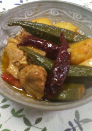 鶏とオクラとじゃがいもの炒め煮-レシピのメイン写真