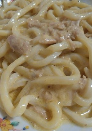 ツナマヨの卵混ぜうどん-レシピのメイン写真