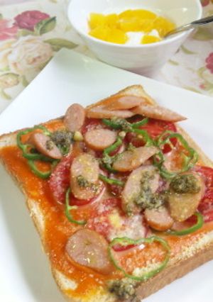 朝ごはん☆具沢山！お腹満足ピザトースト-レシピのメイン写真