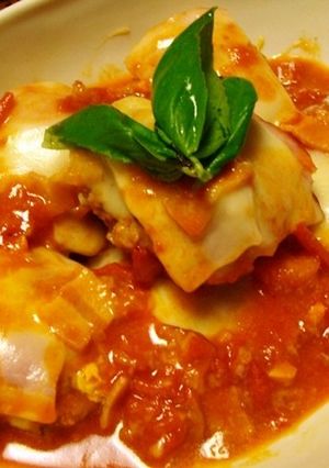 チーズハンバーグのケチャップ煮バジル風-レシピのメイン写真