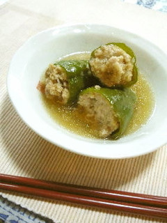 ピーマンの肉詰め 麺つゆ煮-レシピのメイン写真