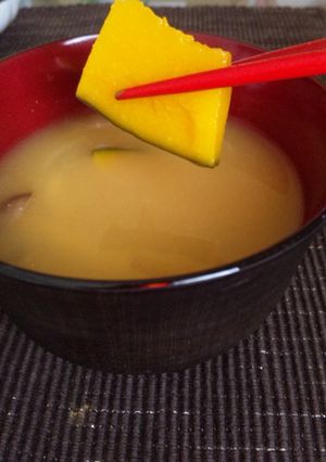 煮崩れしない☆かぼちゃのお味噌汁-レシピのメイン写真
