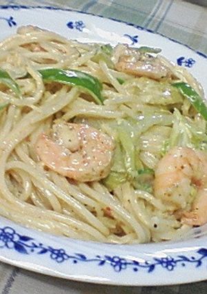 ぷりぷりエビのマヨネーズパスタ☆ピリ辛味-レシピのメイン写真