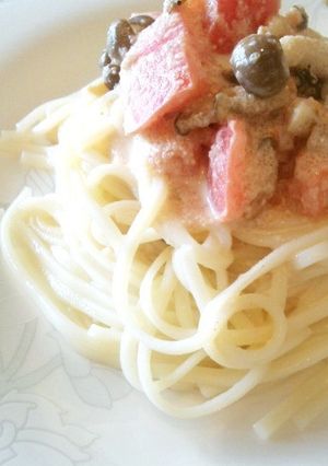 明太子とトマト☆冷製クリームうどん-レシピのメイン写真