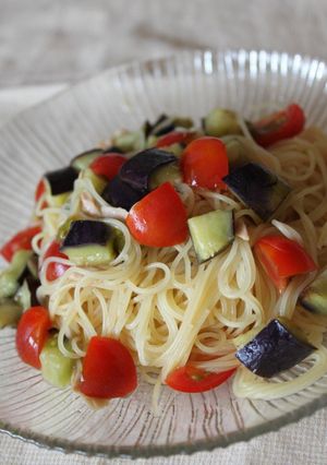 トマトと焼きナスの冷製パスタ-レシピのメイン写真