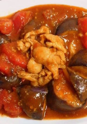 ナスとトマトと鶏皮の炒め物✿-レシピのメイン写真