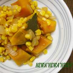 รูปของ かぼちゃ煮＊新玉ねぎとコーン
