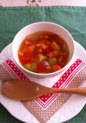 カラフルな夏野菜スープ-レシピのメイン写真