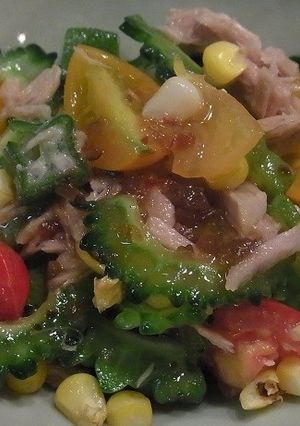 夏野菜(ゴーヤ・オクラ・トマト）のサラダ-レシピのメイン写真