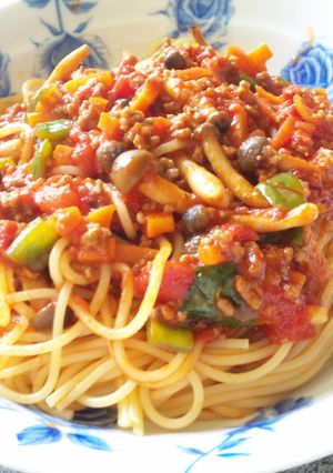 簡単！！野菜いっぱいミートソーススパ-レシピのメイン写真