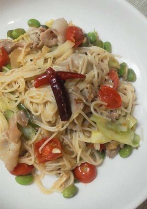 * エスニックなそうめんチャンプルー *-レシピのメイン写真