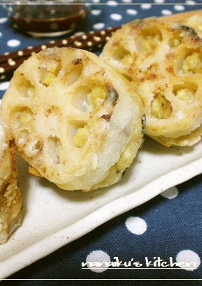 豆腐とひき肉の蓮根はさみ揚げ-レシピのメイン写真