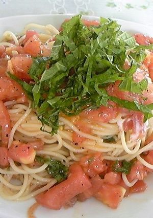 生ハムとトマトと大葉の冷製パスタ-レシピのメイン写真