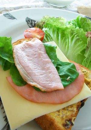 ロースハムとぶどうパンでホットサンド。-レシピのメイン写真