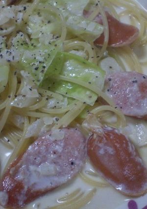 キャベツとウインナーのクリームパスタ-レシピのメイン写真