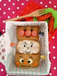 運動会キャラ弁*お稲荷あんぱんまんトリオ-レシピのメイン写真