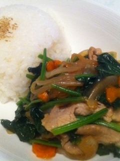 味付け簡単!ほうれん草と豚肉の中華炒め-レシピのメイン写真