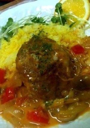 トマトクリームソースのチーズinバーグ♪-レシピのメイン写真