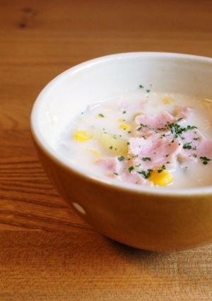 ハムとコーンのさつまいも豆乳スープ-レシピのメイン写真