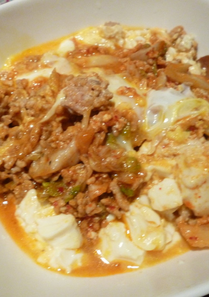 豆腐とひき肉のキムチ卵とじ-レシピのメイン写真